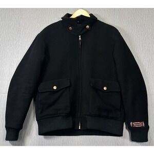 Private White VC The Bomber Jacket Size 4 (Med) Wool BLACK Exquisite Piece